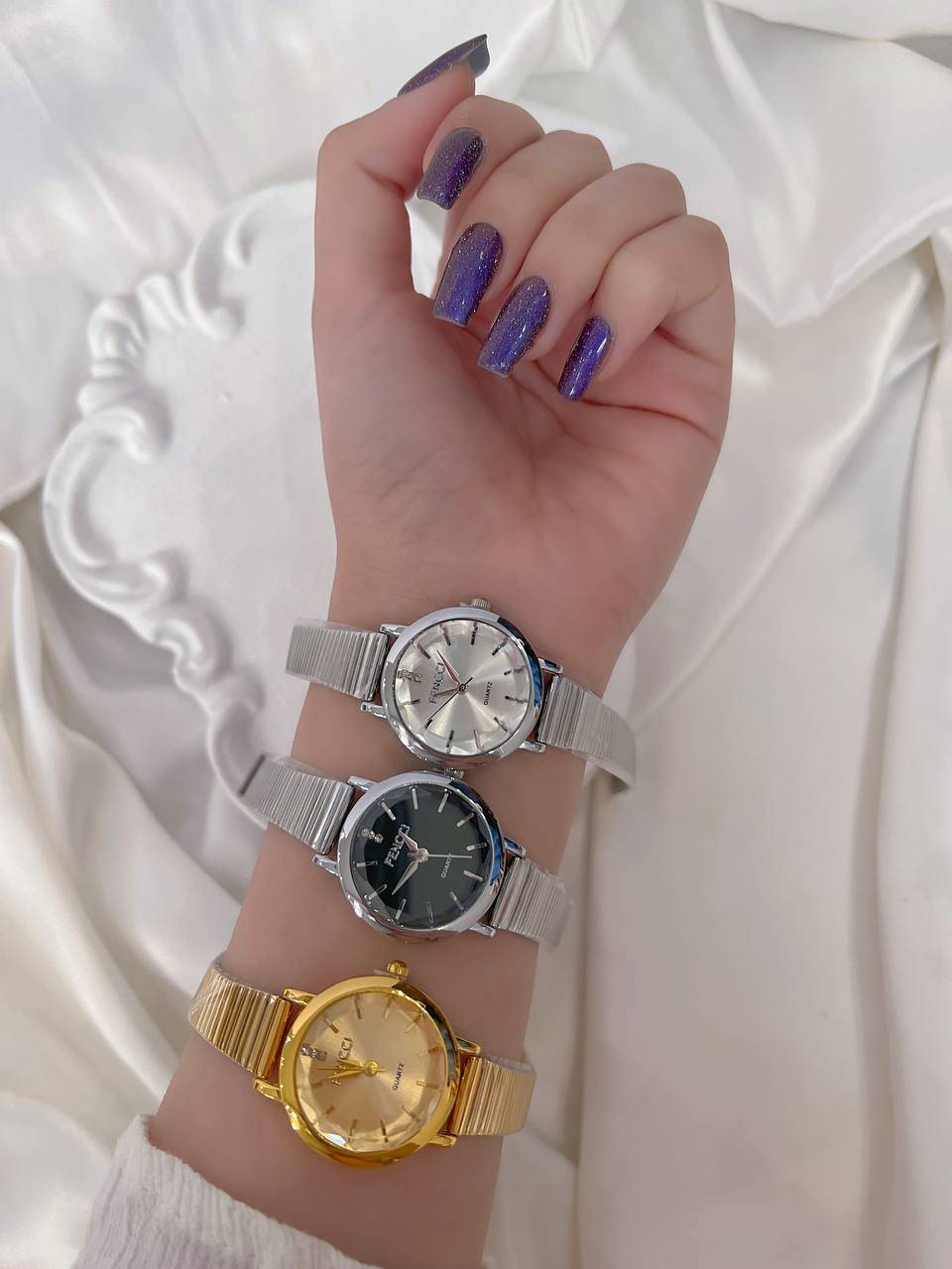 کالکشن ساعت فنسی758ساعت زنانه/بند فلزی/باتری دارد/باتری قابل تعویض/کیفیتدار/بک استیل/ابکاری قوی دارد/از موادشوینده عطرادکلن استخر دورباشد