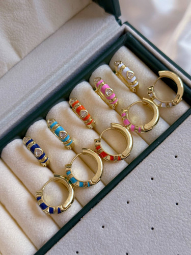 گوشواره میناکاری حلقه ای نگینی كد2068
