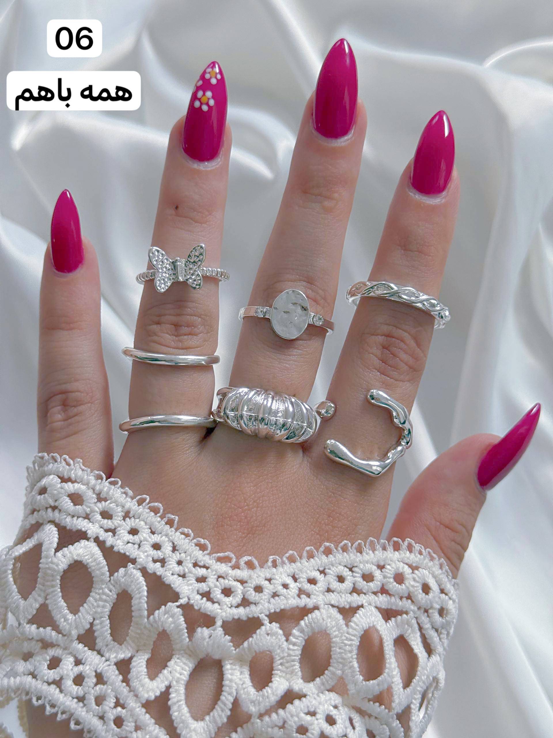 پک انگشترابکاری نقره کاربردی  فری سایز کد2105