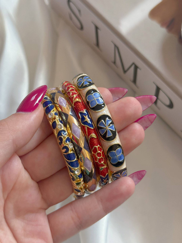 بنگل میناکاری دخترانه فري سايز كد2143
