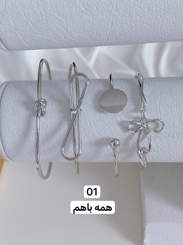 پک بنگل ۴عددی رنگ نقره ای کد۲۱۹۵
