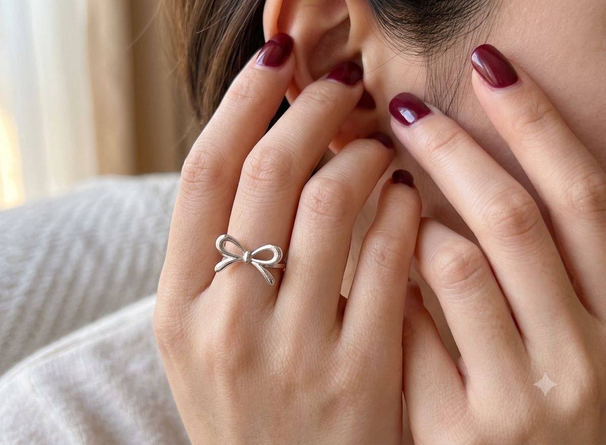 انگشتر دخترانه پاپیونی  فریسایز كد2286
