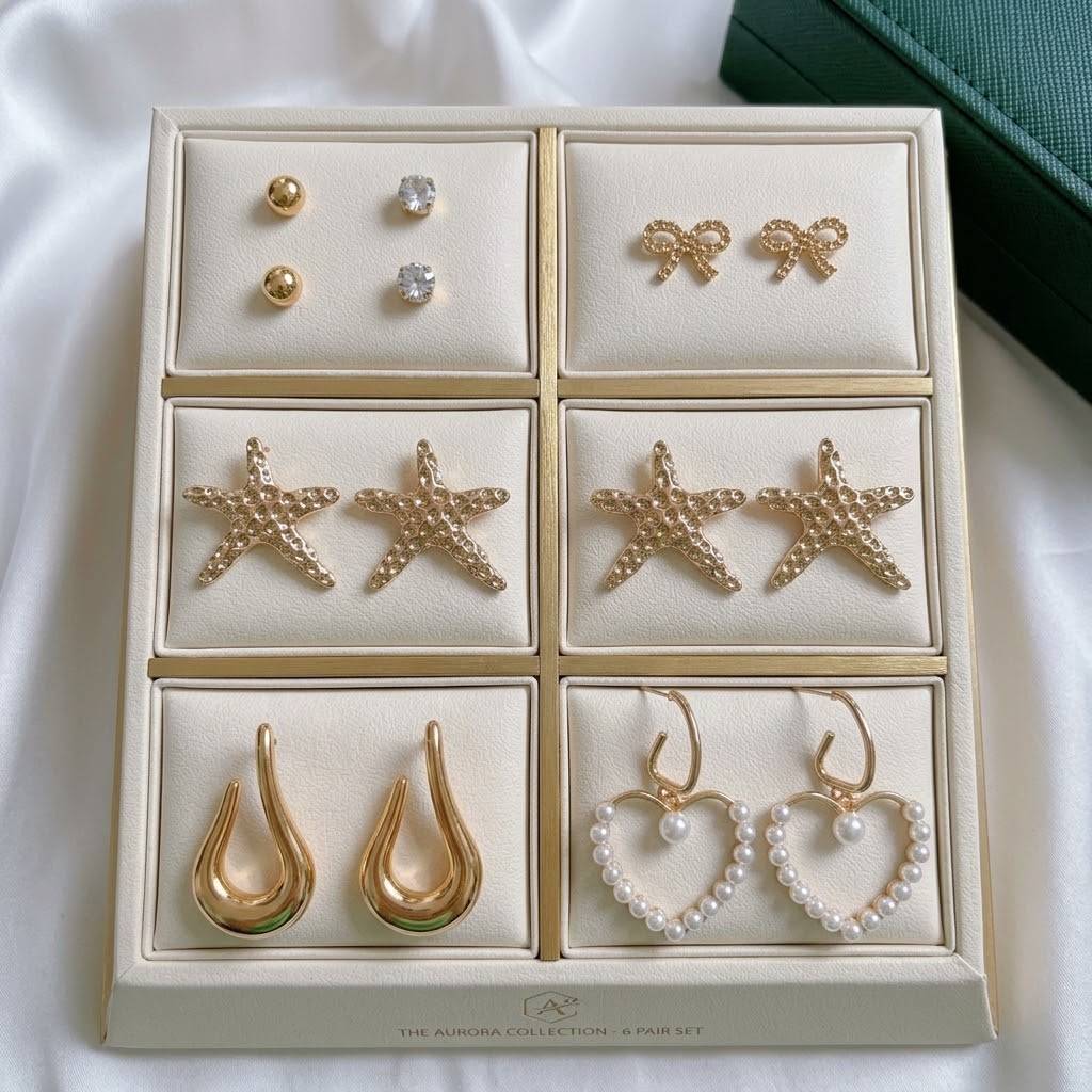 پک گوشواره6 جفتي  طلایی کاربردی  كد2310
