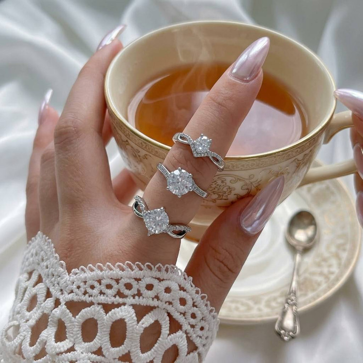 حلقه زنانه دخترانه تک نگین جواهری فریسایز كد2314