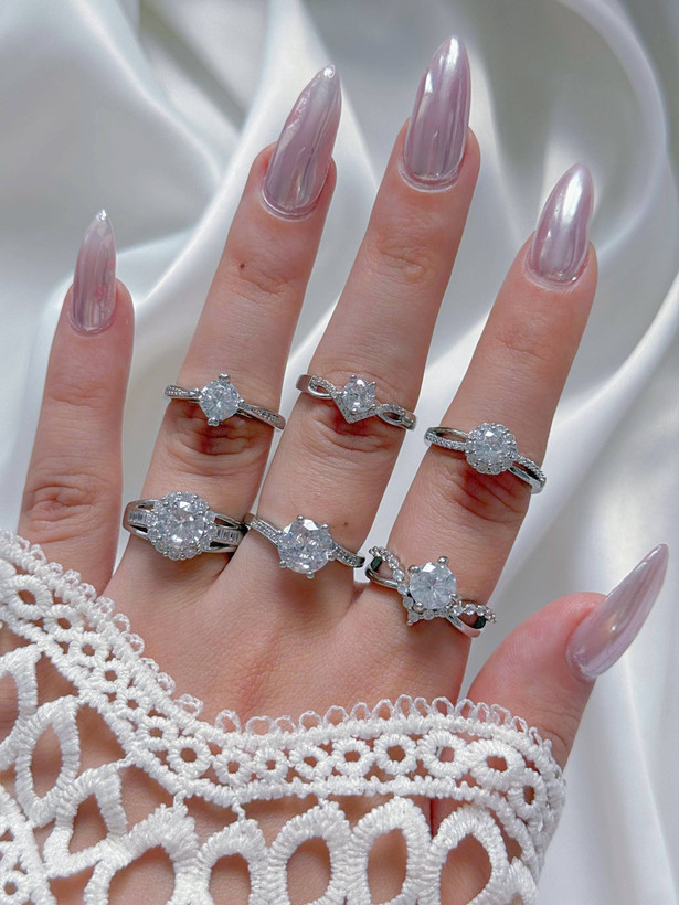 حلقه زنانه دخترانه تک نگین جواهری فریسایز كد2314