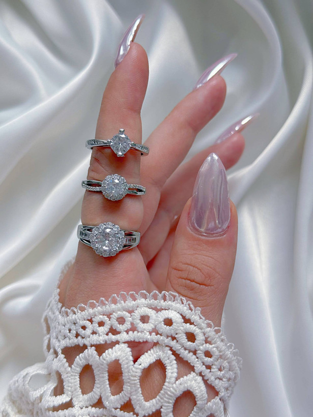 حلقه زنانه دخترانه تک نگین جواهری فریسایز كد2314