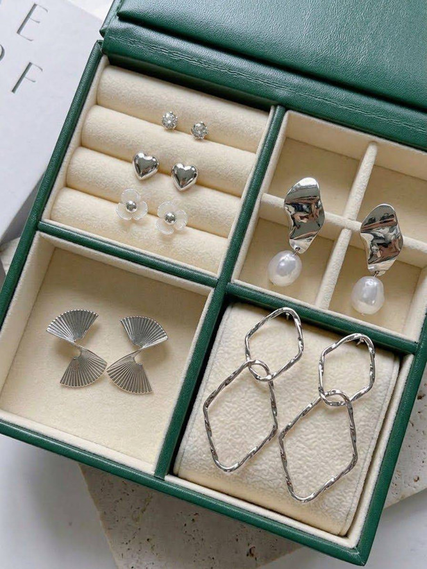 پک گوشواره 6جفتي وارداتی سیلور كد2358