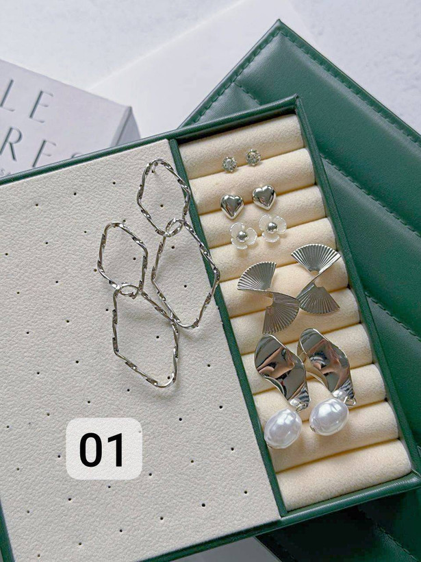 پک گوشواره 6جفتي وارداتی سیلور كد2358