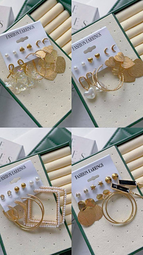 پک گوشواره6 جفتي مینیمال دخترونه كد2351