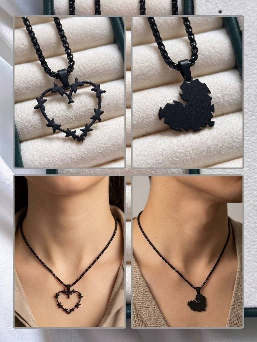 گردنبند کاپلی قلب بلک(هردو باهم)  كد2369