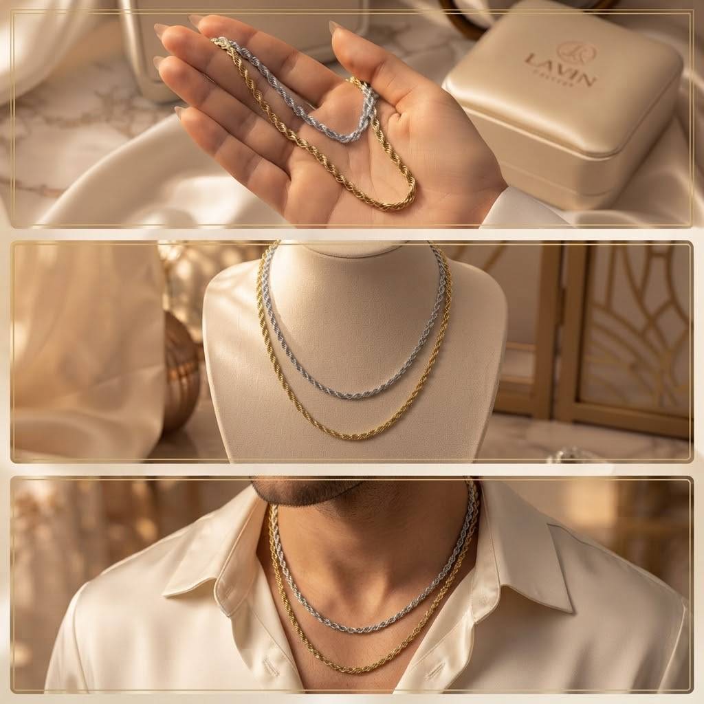 گردنبندمردانه-طنابی-رنگ‌ثابت- كد2386