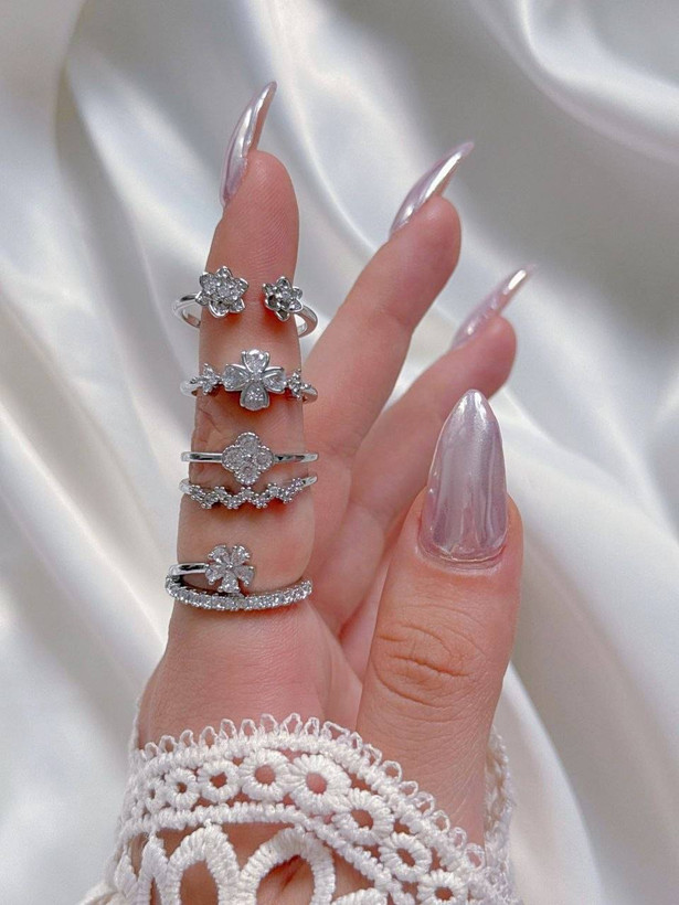 انگشتر دخترانه گل پینترستی فريسايز كد2362