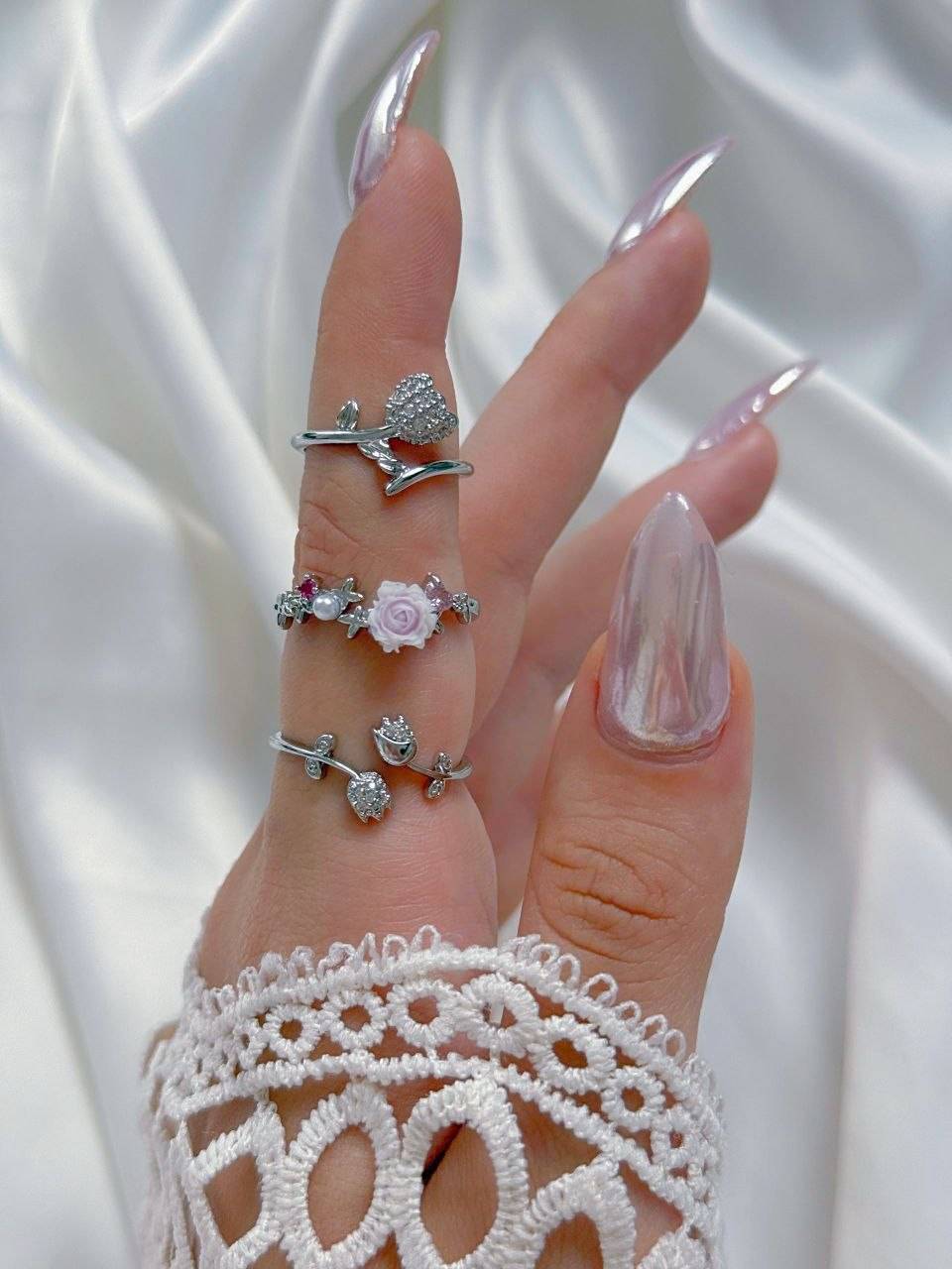 انگشتر زنانه طرح گل رز فري سايزكد 2359