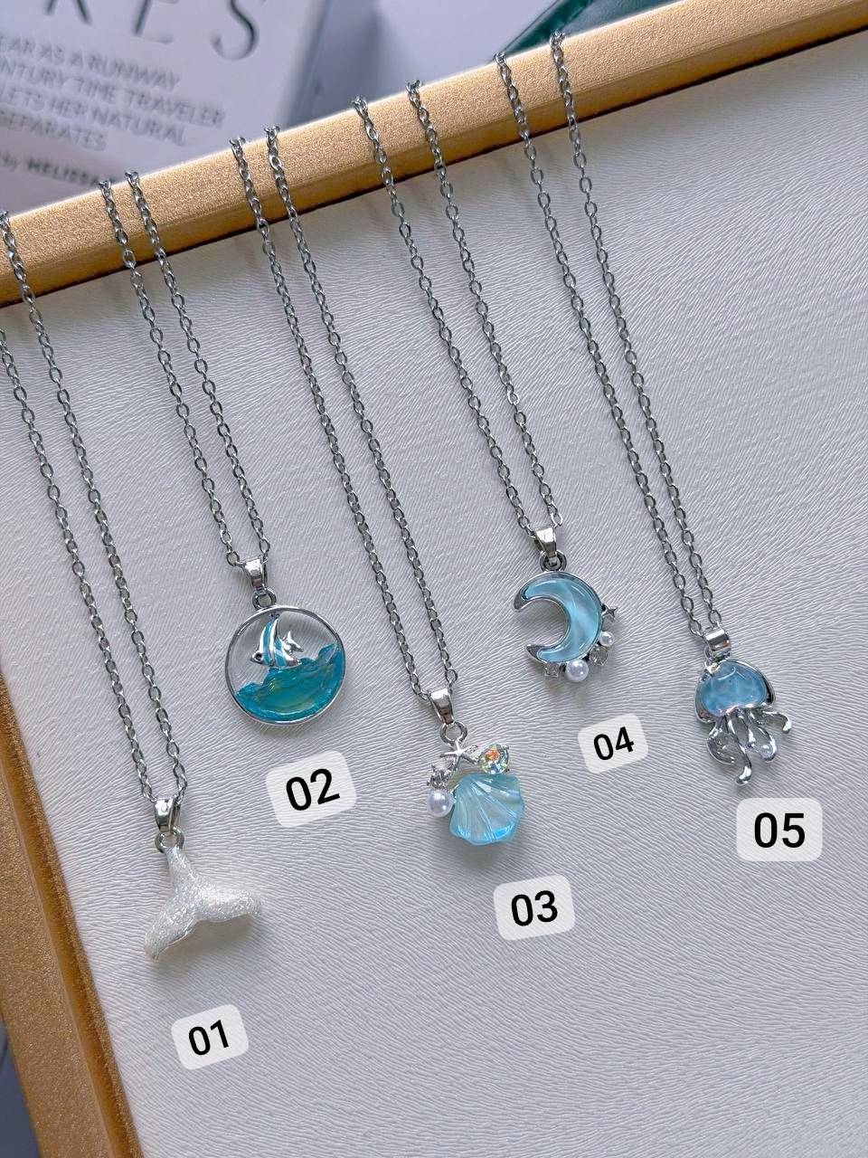 گردنبند دخترانه آبی دریایی جدید كد2409