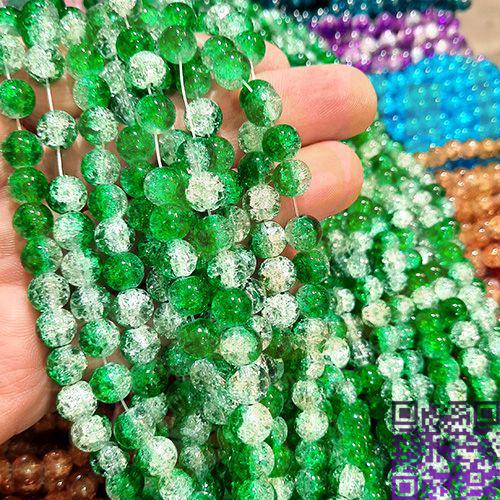 مروارید گلس سبز سفید 100مهره گلس کد12
