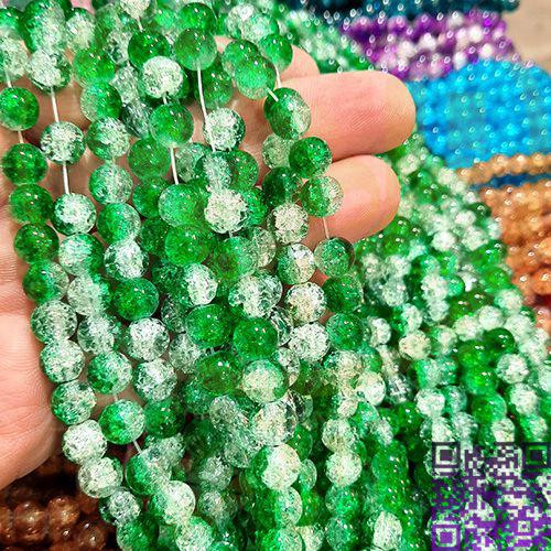 مروارید گلس سبز سفید 100مهره گلس کد12