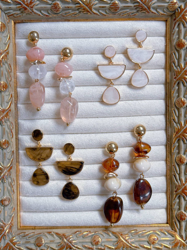 گوشواره سنگی/میخ استیل/وارداتی/کیفیت بالا/ضدحساسیت/كد1552