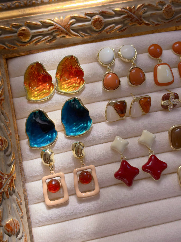 گوشواره میناکاری سنگی جدید كد2421