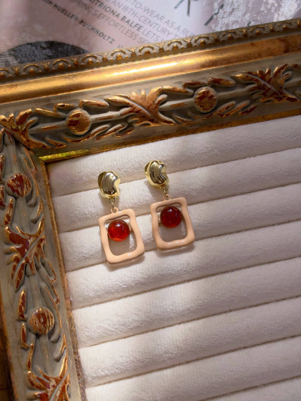 گوشواره میناکاری سنگی جدید كد2421